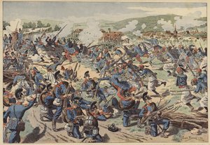 Wissembourgin taistelu, Ranskan ja Preussin sota, 4. elokuuta 1870 (väri litho)