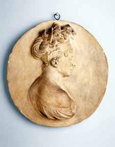 Madame Recamierin pyöreä reliefi, noin 1801-1802 (terrakotta).