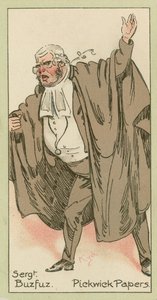 Kersantti Buzfuz, Pickwick Papers (värilitografia). tekijältä Joseph Clayton (1856-1937) (after) Clarke