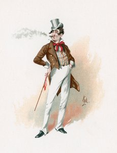 Dick Swiveller, kuvitus artikkelista "Character Sketches from Charles Dickens", n. 1890 tekijältä Joseph Clayton Clarke