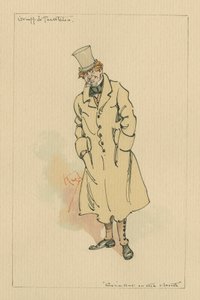 Gruff und Tackleton - Kriketti tulisijalla, noin 1920-luku (kynä ja muste wc:llä paperilla) tekijältä Joseph Clayton Clarke