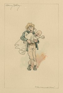 Johnny Tellerby - Kummitusmies ja kummituksen kauppa, noin 1920-luku (kynä ja muste wc:llä paperilla) tekijältä Joseph Clayton Clarke