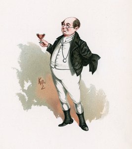 Mr Pickwick, kuvitus artikkelista "Character Sketches from Charles Dickens", n. 1890 (värilitho) tekijältä Joseph Clayton Clarke