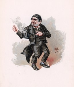 Quilp, kuvitus artikkelista "Character Sketches from Charles Dickens", n. 1890 tekijältä Joseph Clayton Clarke
