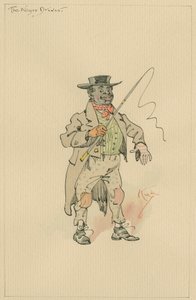 Musta ohjain, n. 1920-luku (kynä ja muste wc:llä paperilla) tekijältä Joseph Clayton Clarke