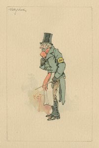 Trotty Veck - The Chimes, noin 1920-luku (kynä ja muste wc:llä paperilla) tekijältä Joseph Clayton Clarke