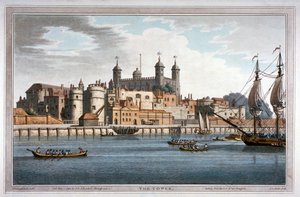 Etelänäkymä Lontoon Towerista veneillä Thames-joella, 1795 tekijältä Joseph Constantine Stadler
