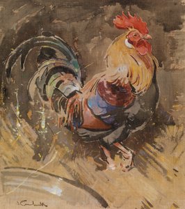 Minorcan kukko (guassi pellavalle) tekijältä Joseph Crawhall
