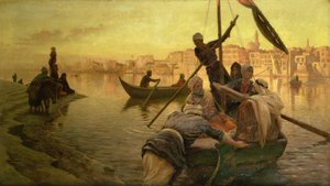 Kairossa: lautta Niilillä sijaitsevalta Gazirien saarelta tai Boulach Kairon satamasta tekijältä Joseph Farquharson