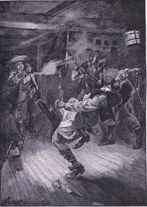 Ammunut uutta kapteenia pään läpi (litho) tekijältä Joseph Finnemore
