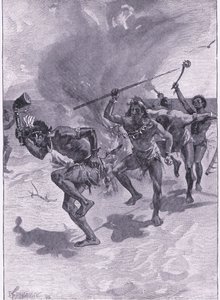 He kaikki tanssivat tulen ympärillä (litho) tekijältä Joseph Finnemore