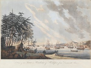 Näkymä Halifaxin kaupunkiin ja satamaan Dartmouth Shoresta, 1781