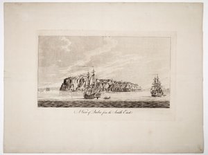 Näkymä Quebecistä kaakosta, noin 1781 (värillinen kaiverrus).