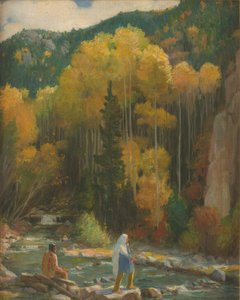 Intiaanit Kalastus, Taos Canyon tekijältä Joseph Henry Sharp