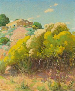 Taos Studio (öljy kankaalle) tekijältä Joseph Henry Sharp