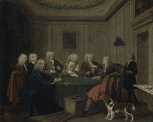 A Club of Gentlemen, n. 1730 (öljy kankaalle) tekijältä Joseph Highmore