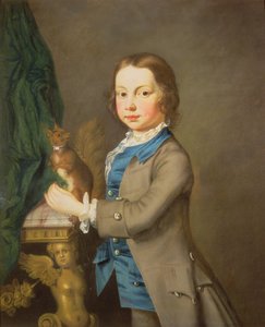Muotokuva pojasta lemmikkioravan kanssa, 1700-luku