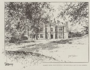 Dalmeny House, lähellä Edinburghia, Lord Roseberyn Midlothian kotipaikka tekijältä Joseph Holland Tringham