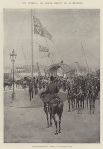 Battenbergin prinssi Henryn hautajaiset, kulkue Albertasta Whippinghamin kirkkoon tekijältä Joseph Holland Tringham