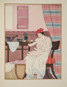 Imeväisten hoito, kuvitus teoksesta "Hippokrateen teokset", 1934 tekijältä Joseph Kuhn Regnier