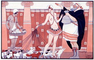 Three Prix Féminins - Pienen vanhan isoäidin palkinto suuresta perheestä - kuvitus la Vie Parisiennesta 1919 tekijältä Joseph Kuhn Regnier