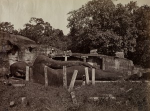Paranirvana a Buddha, Gall Vihara, Polonnaruwa, Ceylon, 1870-1871. tekijältä Joseph Lawton