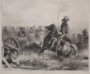 Ratsuväen kohtaus tekijältä Joseph Louis Hippolyte Bellange
