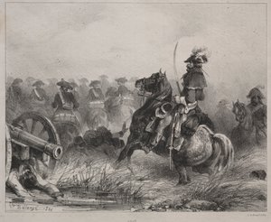 Ratsuväkikohtaus, 1836. tekijältä Joseph Louis Hippolyte Bellange