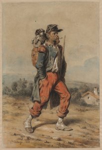 Sotilas koiran kanssa tekijältä Joseph Louis Hippolyte Bellange