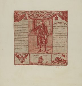 George Washingtonin painettu tekstiili, n. 1939.