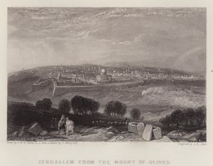 Jerusalem Öljymäeltä (väri litho) tekijältä Joseph Mallord William (after) Turner
