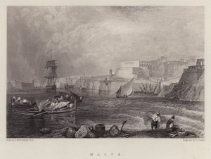 Malta (väri litho) tekijältä Joseph Mallord William (after) Turner
