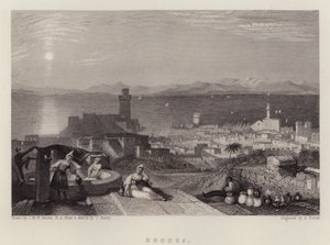 Rodos (väri litho) tekijältä Joseph Mallord William (after) Turner