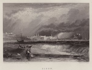 Sidon (väri litho) tekijältä Joseph Mallord William (after) Turner