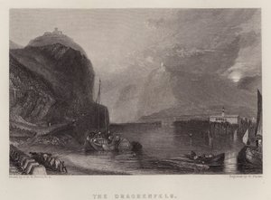 Drachenfels (väri litho) tekijältä Joseph Mallord William (after) Turner