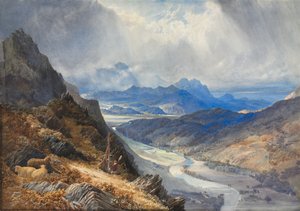 Näkymä Moel Cynwichistä: Katse yli Afon Mawddachin laakson ja kohti Cader Idrisiä, c. 1850. tekijältä Joseph Mallord William Turner