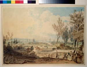 Näkymä Oxfordiin Headington Hillin eteläpuolelta, 1803-04 (wc grafiitin päällä, hieman naarmuuntumista)