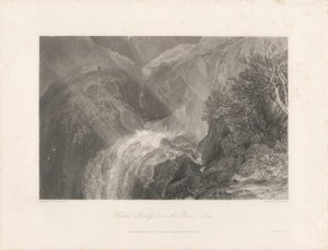 Ketjusilta Tees-joen yli, 1838 (etsaus ja kaiverrus) tekijältä Joseph Mallord William Turner