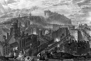Edinburgh Calton Hillistä, kaivertanut George Cooke, 1820 tekijältä Joseph Mallord William Turner