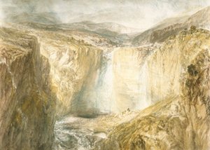 Fall Of The Tees, Yorkshire (akvarelli lyijykynällä luonnonvalkoisella kudottupaperilla) tekijältä Joseph Mallord William Turner