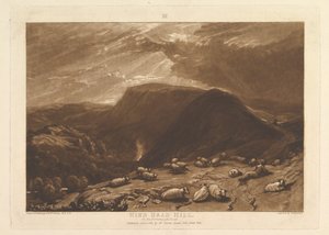 Hind Head Hill, Portsmouth Roadilla Liber Studiorum, osa V, levy 25, 1. tammikuuta 1811. tekijältä Joseph Mallord William Turner