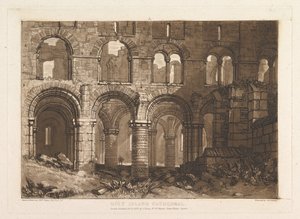 Pyhän saaren katedraali Liber Studiorum, osa III, levy 11, 20. helmikuuta 1808. tekijältä Joseph Mallord William Turner