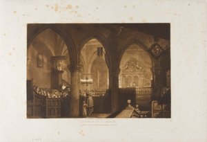 Kirkon sisustus, levy 70 Liber Studiorumilta tekijältä Joseph Mallord William Turner