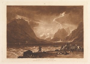 Lake of Thun, Sveitsin Liber Studiorum, osa III, levy 15, 10. kesäkuuta 1808. tekijältä Joseph Mallord William Turner