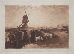 Liber Studiorum: Tuulimylly ja lukko. tekijältä Joseph Mallord William Turner