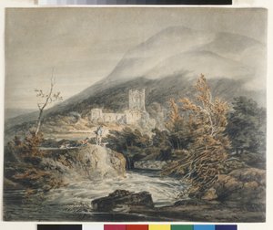 Llanthony Abbey, Monmouthshire (akvarelli valkoisella paperilla) tekijältä Joseph Mallord William Turner