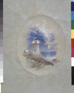 Lowestoffen majakka (guassi sinisellä paperilla) tekijältä Joseph Mallord William Turner