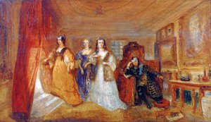 Lucy, Carlislen kreivitär ja Dorothy Percys vierailevat isänsä Lord Percyn luona..., 1831 tekijältä Joseph Mallord William Turner