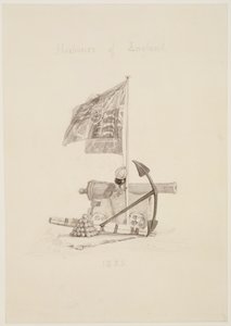 No.0567 Englannin satamat, suunnittelu kirjan nimisivulle, 1825 (muste ja pesu) tekijältä Joseph Mallord William Turner