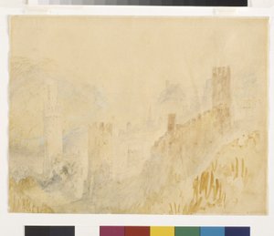 Oberwesel On The Rhine (akvarelli lyijykynällä valkoisella paperilla) tekijältä Joseph Mallord William Turner